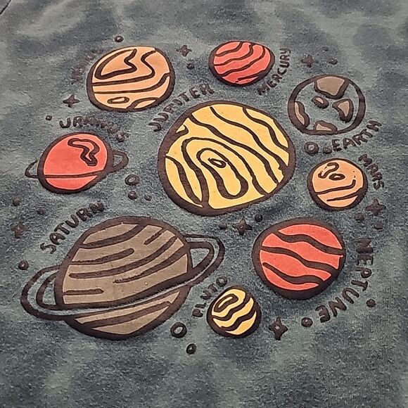 Green tye dyed planet short sleeve kids tee size XS 4/5 - Picture 2 of 4